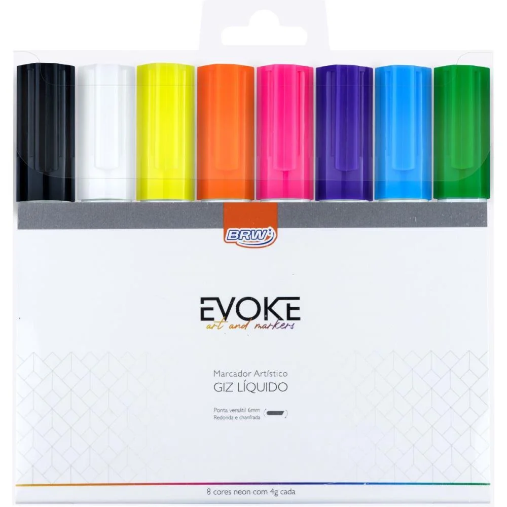 Giz Liquido Removivel 6Mm 8 Cores Brw (Estojo)