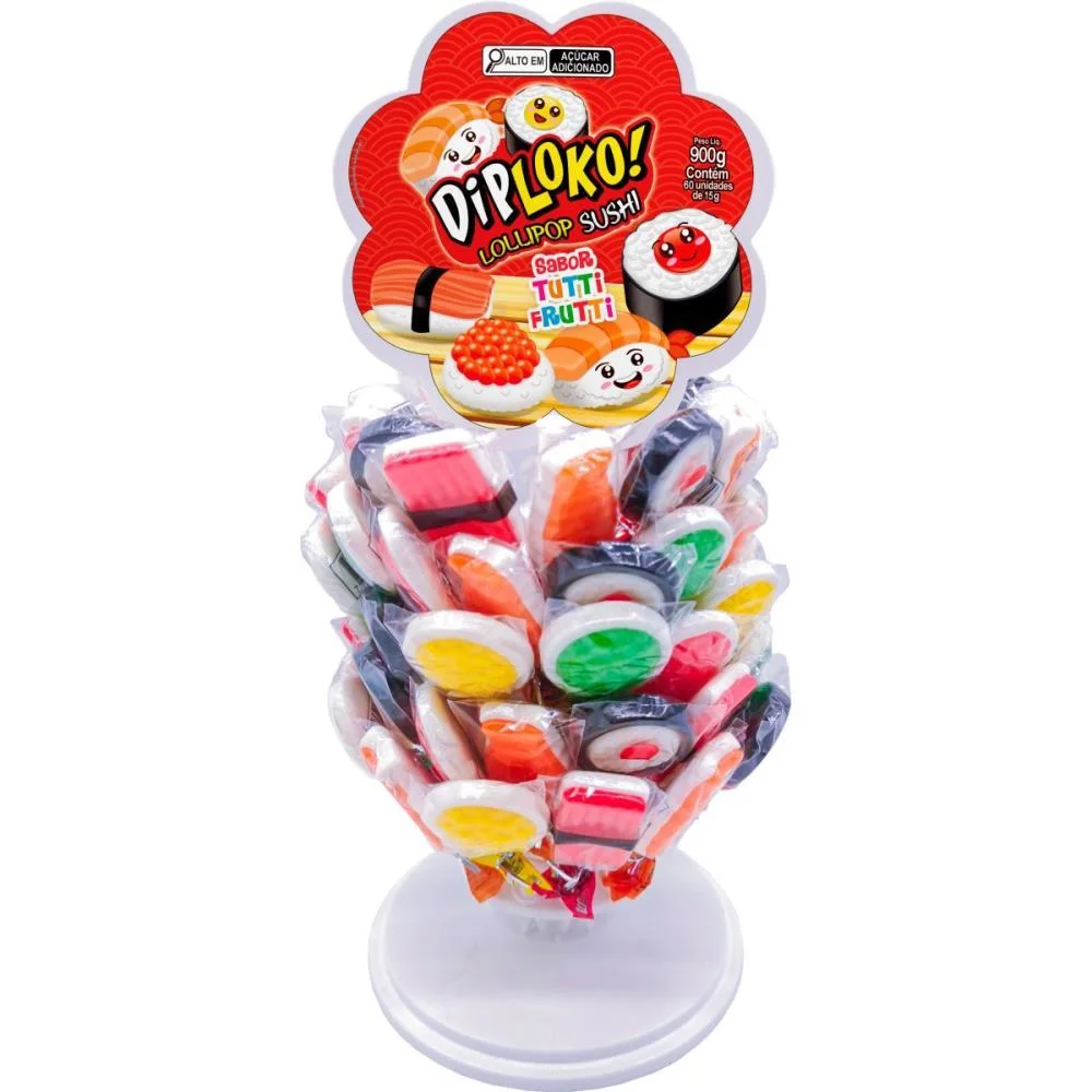 Doce Dip Loko Lollipop Sushi Danilla Foods C/ 60 Unidades