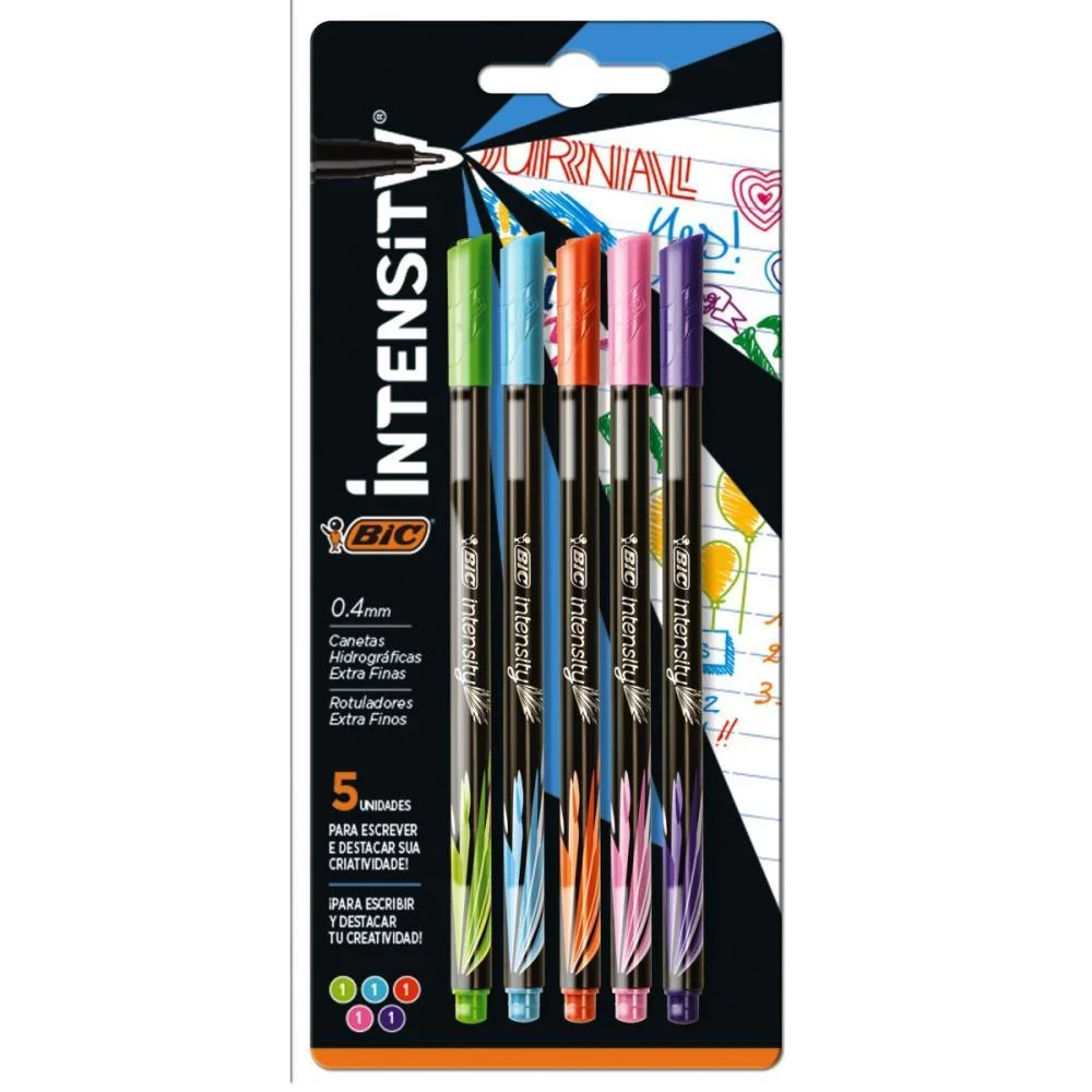 Caneta Com Ponta Porosa Intensity 0.4Mm Colors 5Cores Bic (Bl.c/05)