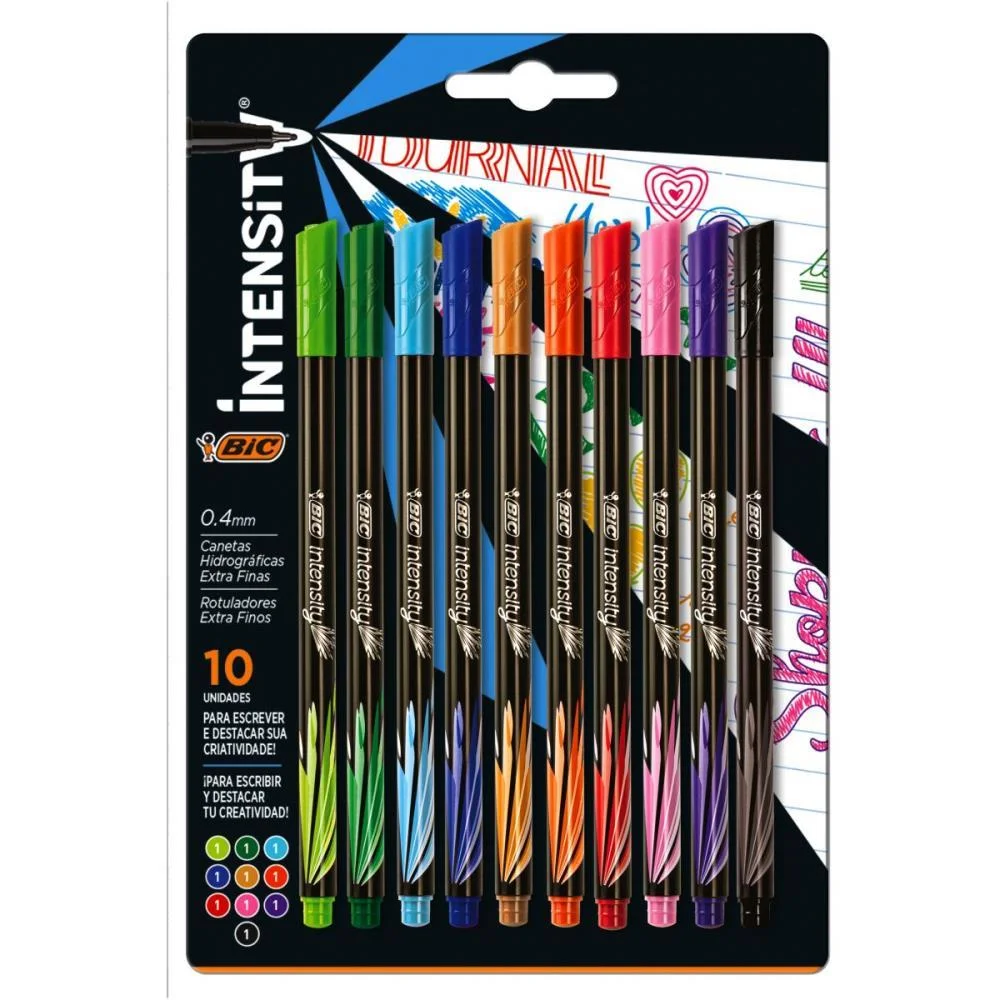 Caneta Com Ponta Porosa Intensity 0.4Mm Colors 10Cores Bic (Bl.c/10)