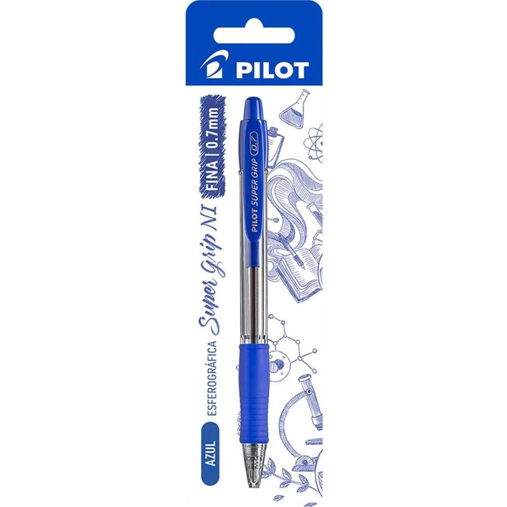 Caneta Esferografica Retratil Bpgp-Super Grip-10R 0.7 Azul Pilot (Blister)