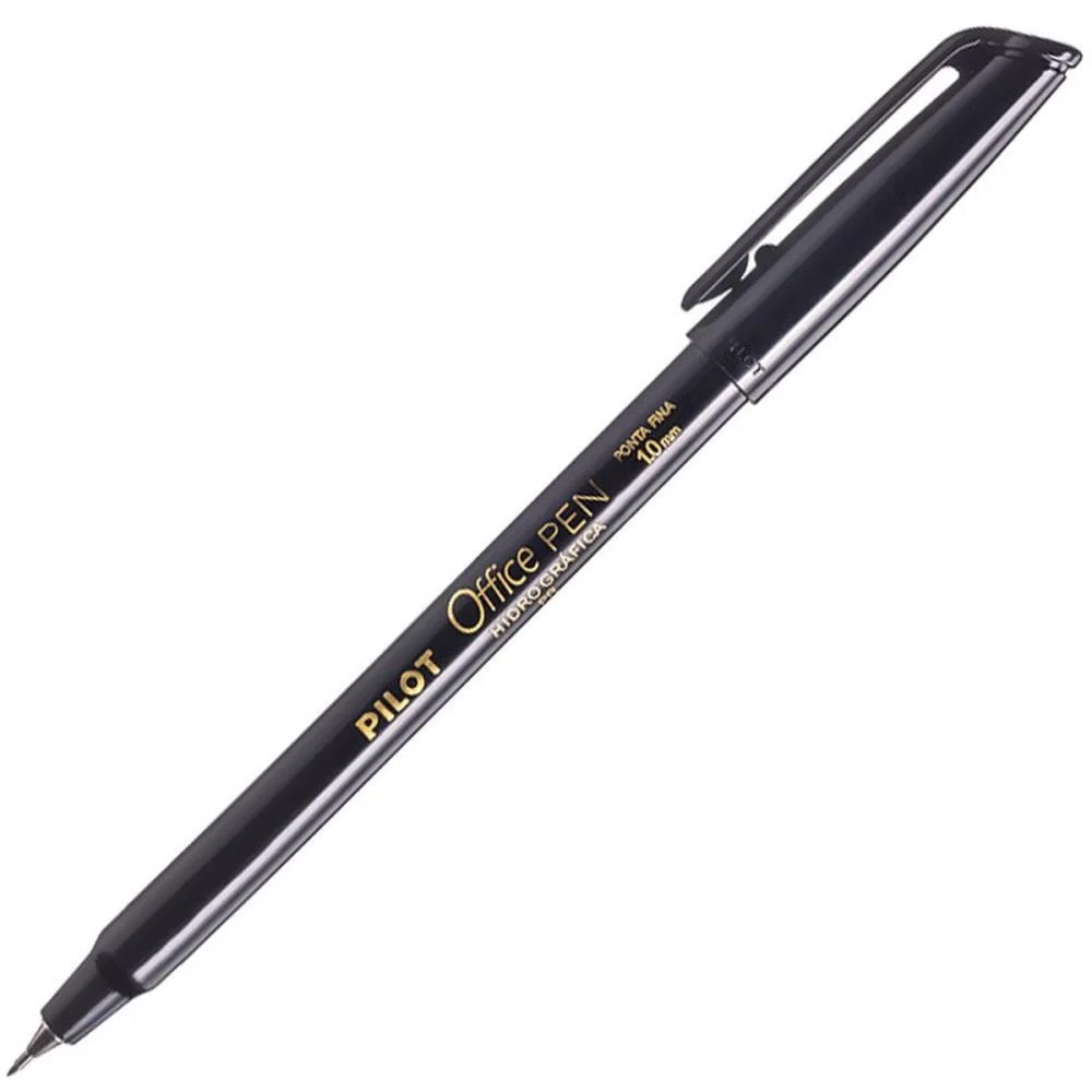 Caneta Hidrografica Office Pen 1.0 Preta Pilot (Blister)