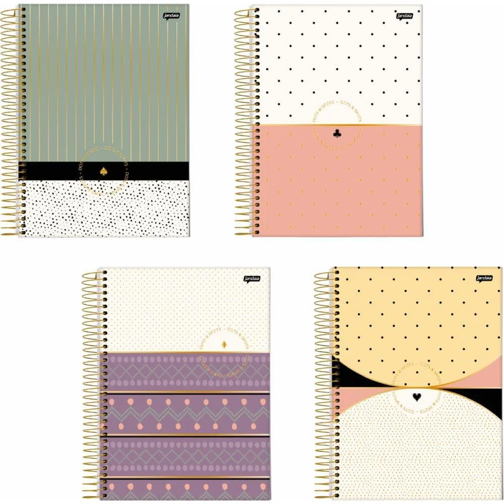 Caderno 10X1 Capa Dura Dots Spots 160Fls. I.a Jandaia (Pct.c/04)