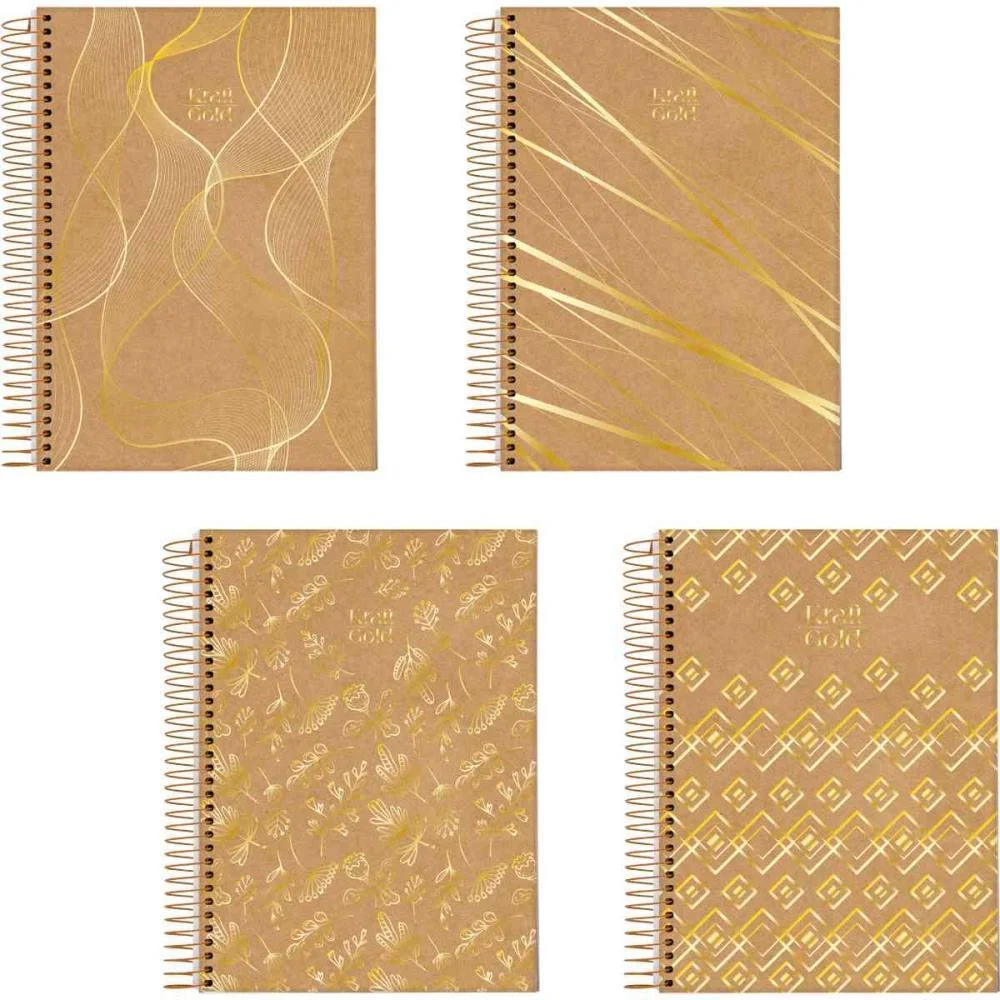 Caderno 10X1 Capa Dura Kraft Gold 160Fls. I.a Jandaia (Pct.c/04)