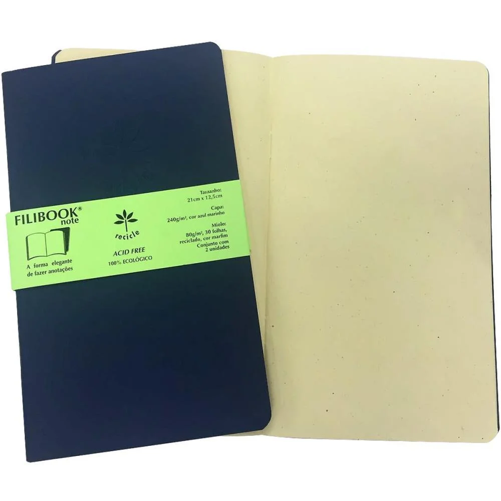 Caderneta Filibook 30Fl 21X12,5 Az/Mf Filiperson (Pct.c/02)