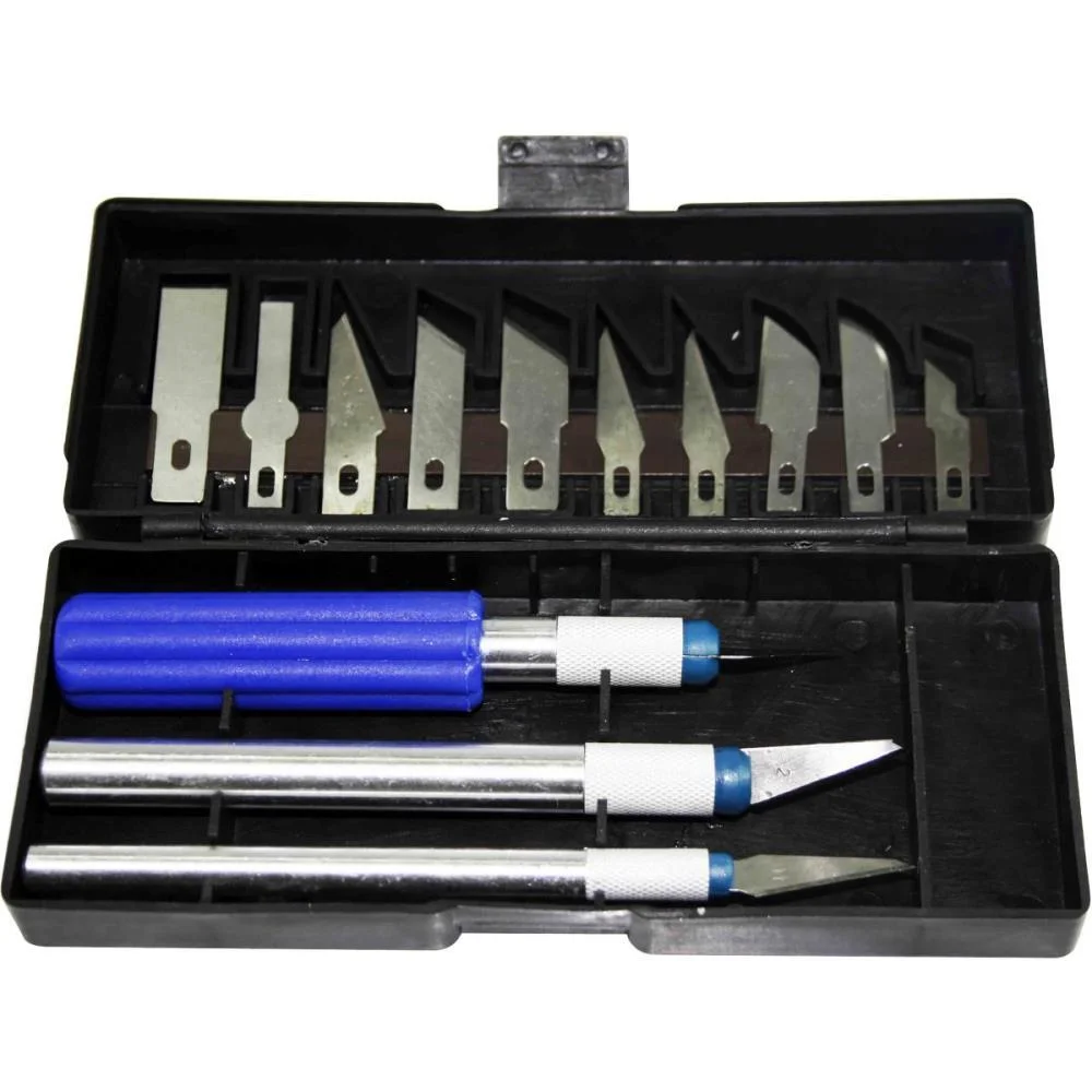 Estilete Especial Kit Precisao 3Cabos 13Laminas Western (Estojo)