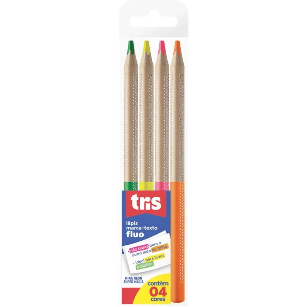 Caneta Marca Texto Tris Lapis Neon Jumbo 4Cores Summit (Estojo)