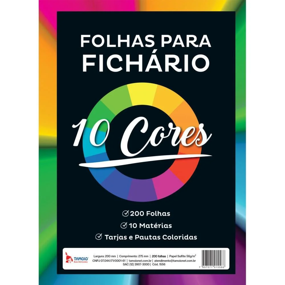 Bloco Para Fichario Universit. 10 Cores 10 Materias 200F 56G Tamoio