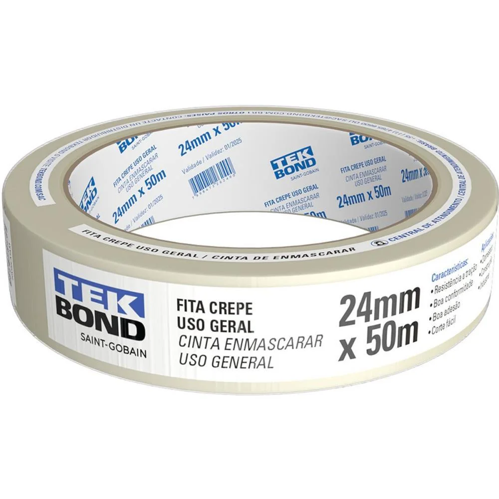 Fita Crepe Branca 24Mmx50M Tekbond