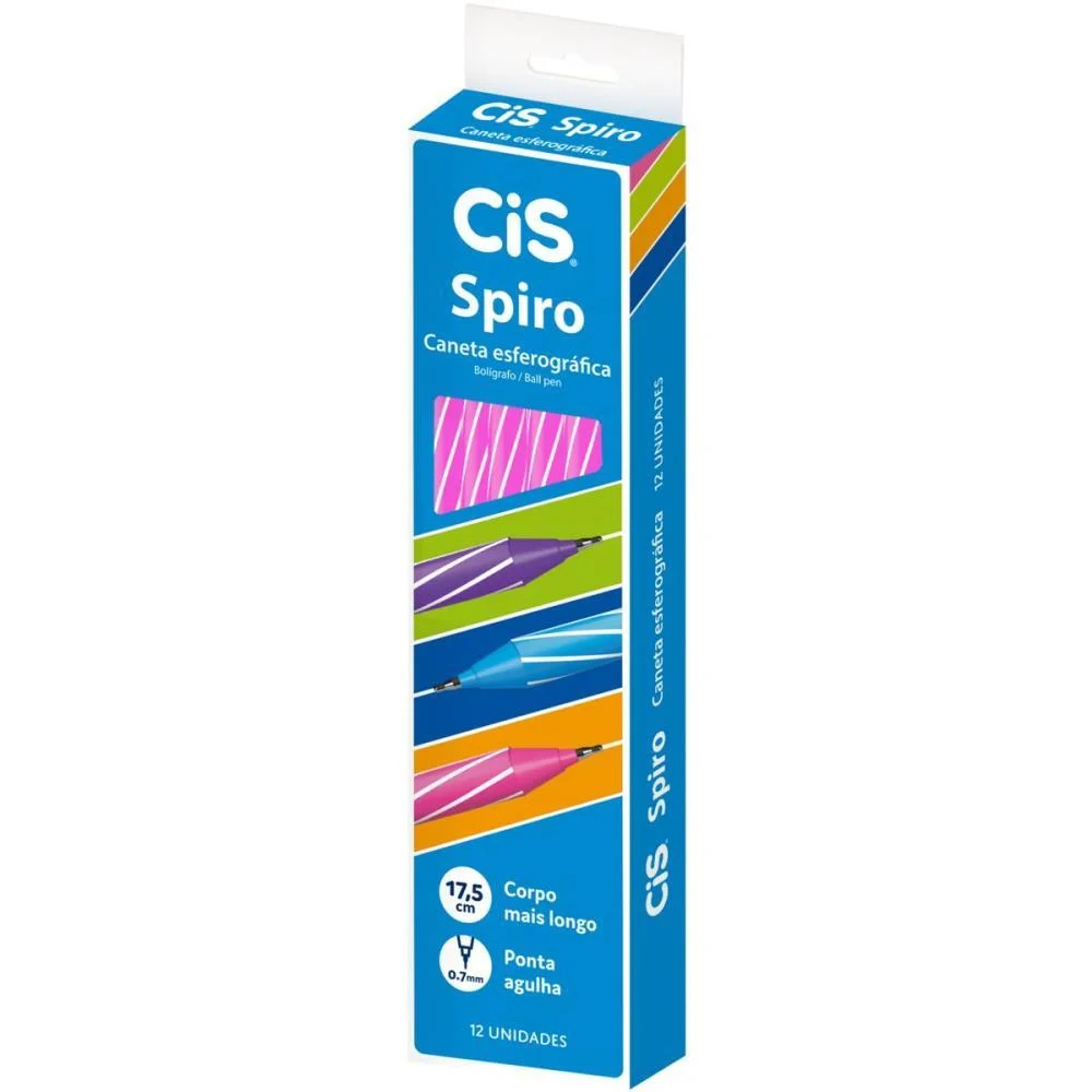 Caneta Esferografica Cis Spiro 0,7Mm Rosa Sertic (Cx.c/12)