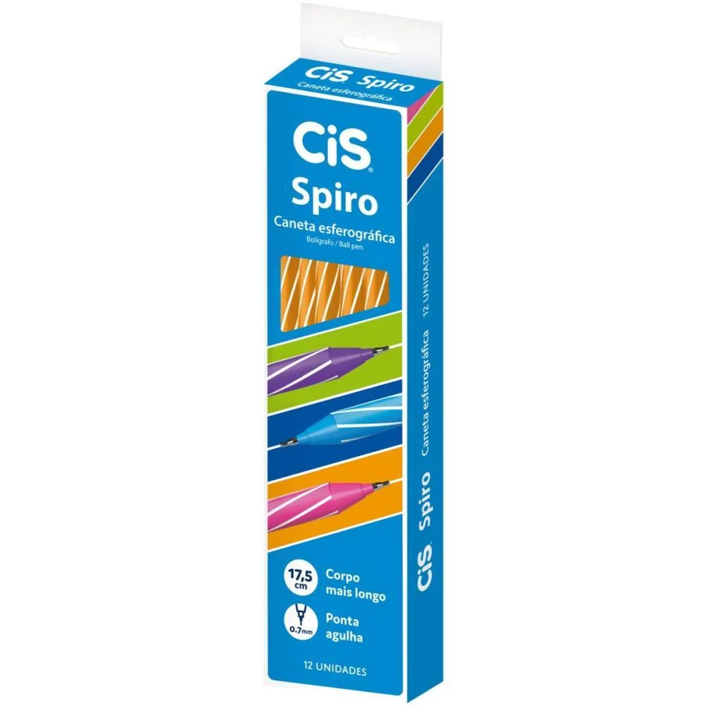 Caneta Esferografica Cis Spiro 0,7Mm Laranja Sertic (Cx.c/12)