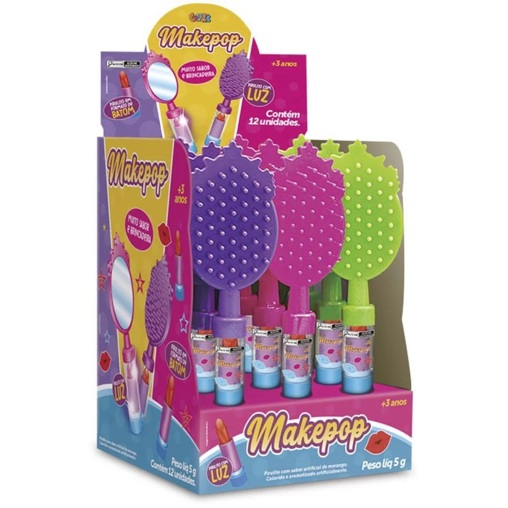 Doce Makepop Pirulito Formato Batom Colore C/ 12 Unidades - imagem 4