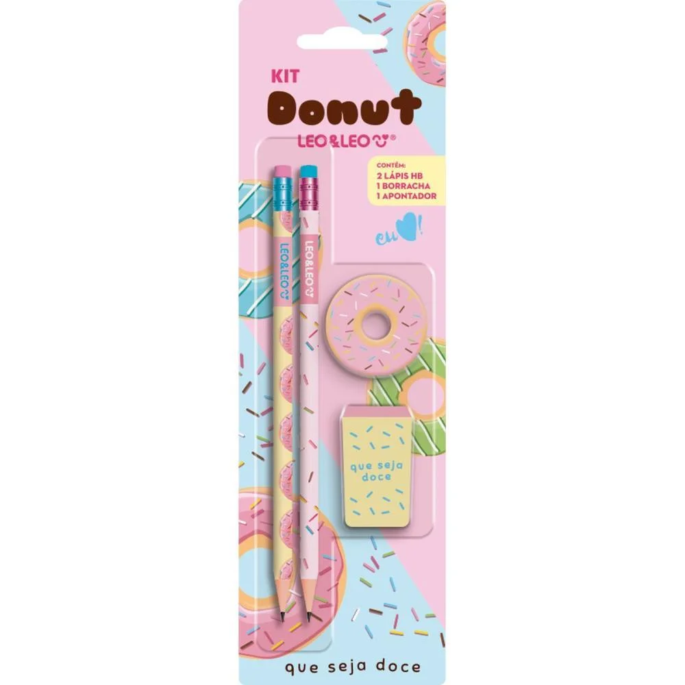 Kit Escolar Donut Hb C/04 Pecas Leonora (Blister) - imagem 3