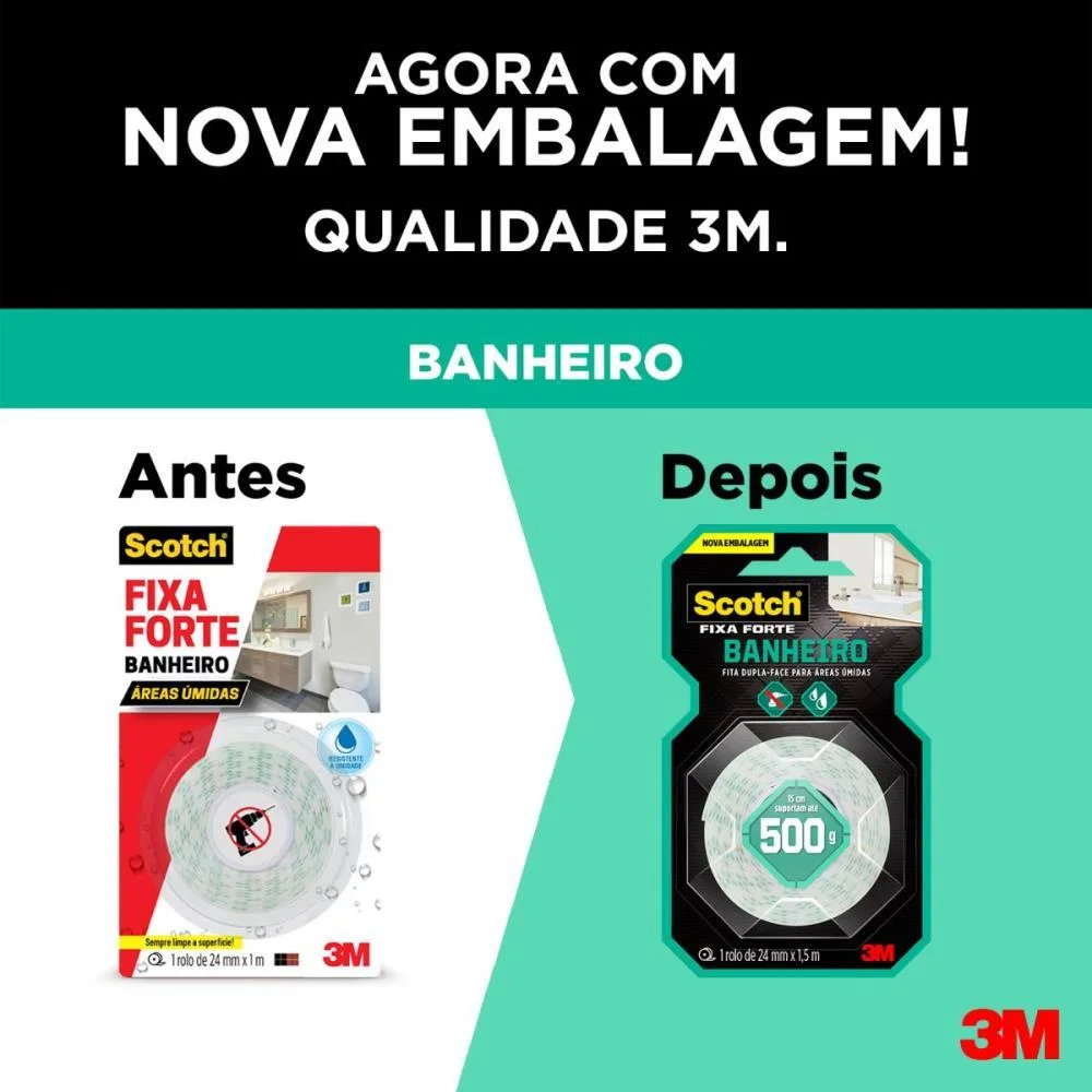 Fita Fixa Forte Banheiro 24Mmx1,5M 3M - imagem 4