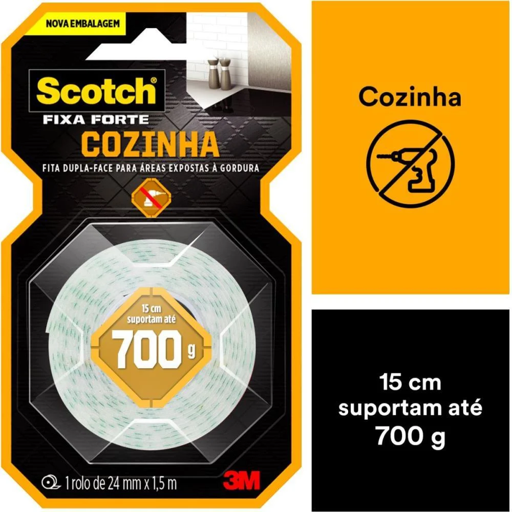 Fita Fixa Forte Cozinha 24Mmx1,5M 3M - imagem 9
