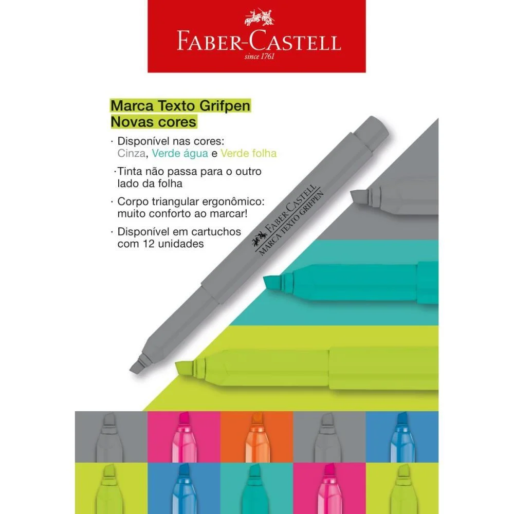 Caneta Marca Texto Grifpen Cinza Faber-Castell (Cx.c/12) - imagem 5