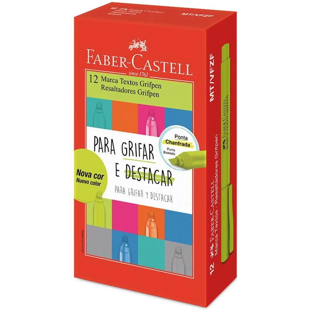 Caneta Marca Texto Grifpen Verde Folha Faber-Castell (Cx.c/12) - imagem 3