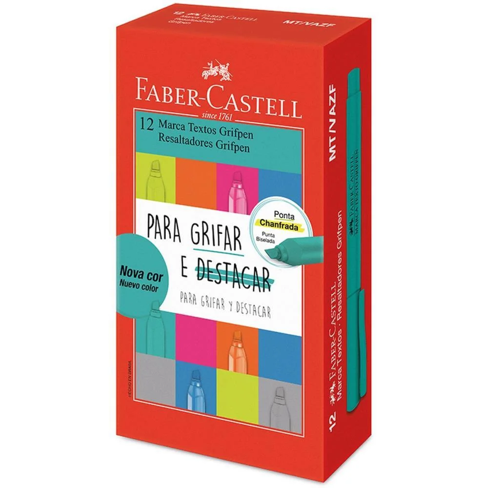 Caneta Marca Texto Grifpen Verde Agua Faber-Castell (Cx.c/12) - imagem 2