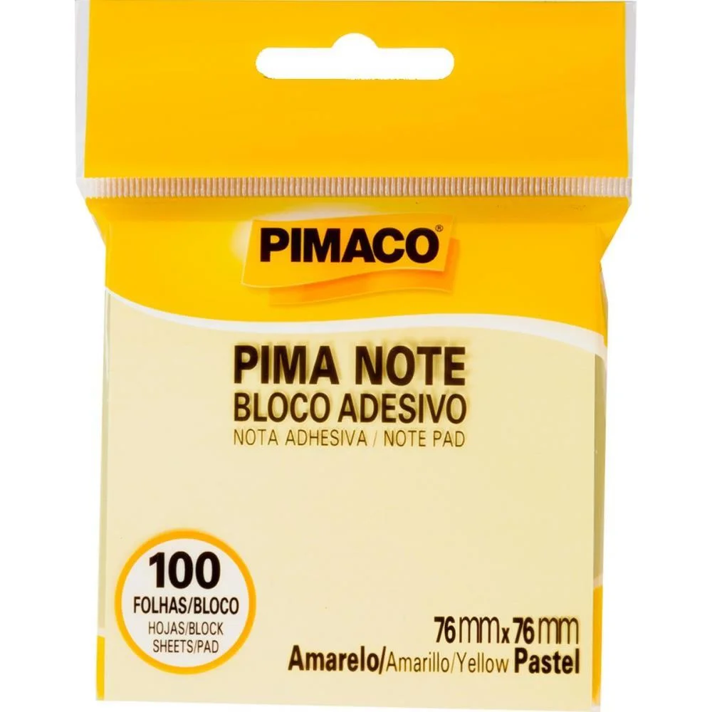 Bloco De Recado Autoadesivo Pimanote Amarelo 76X76Mm 100Fl Pimaco - imagem 3