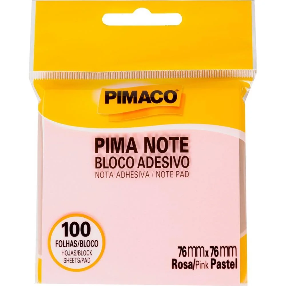 Bloco De Recado Autoadesivo Pimanote Rosa 76X76Mm 100Fls Pimaco - imagem 2