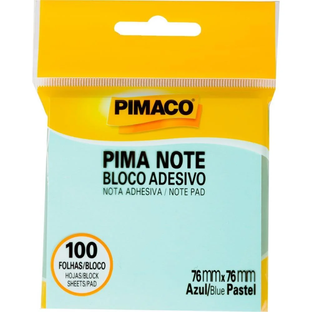 Bloco De Recado Autoadesivo Pimanote Azul 76X76Mm 100Fls Pimaco - imagem 3