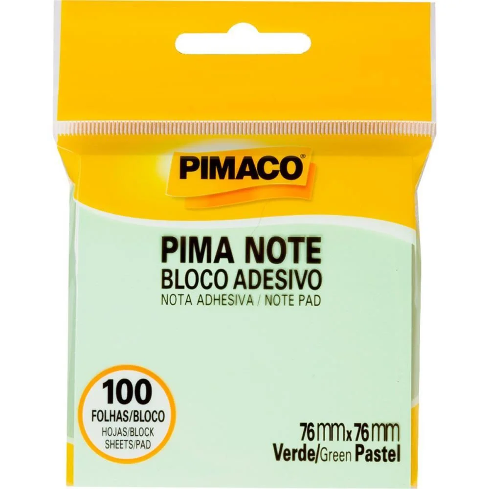 Bloco De Recado Autoadesivo Pimanote Verde 76X76Mm 100Fls Pimaco - imagem 3