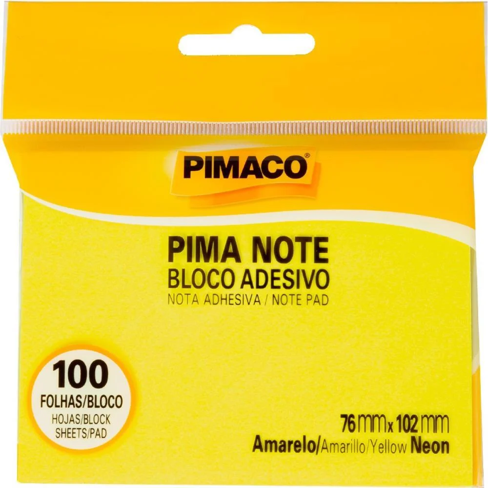 Bloco De Recado Autoadesivo Pimanote Amarelo 76X102Mm 100F Pimaco - imagem 2