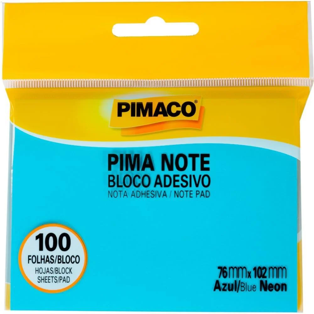 Bloco De Recado Autoadesivo Pimanote Azul 76X102Mm 100Fls Pimaco - imagem 2