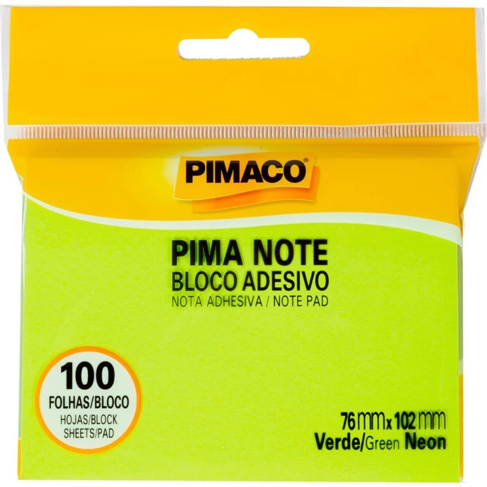 Bloco De Recado Autoadesivo Pimanote Verde 76X102Mm 100Fls Pimaco - imagem 2