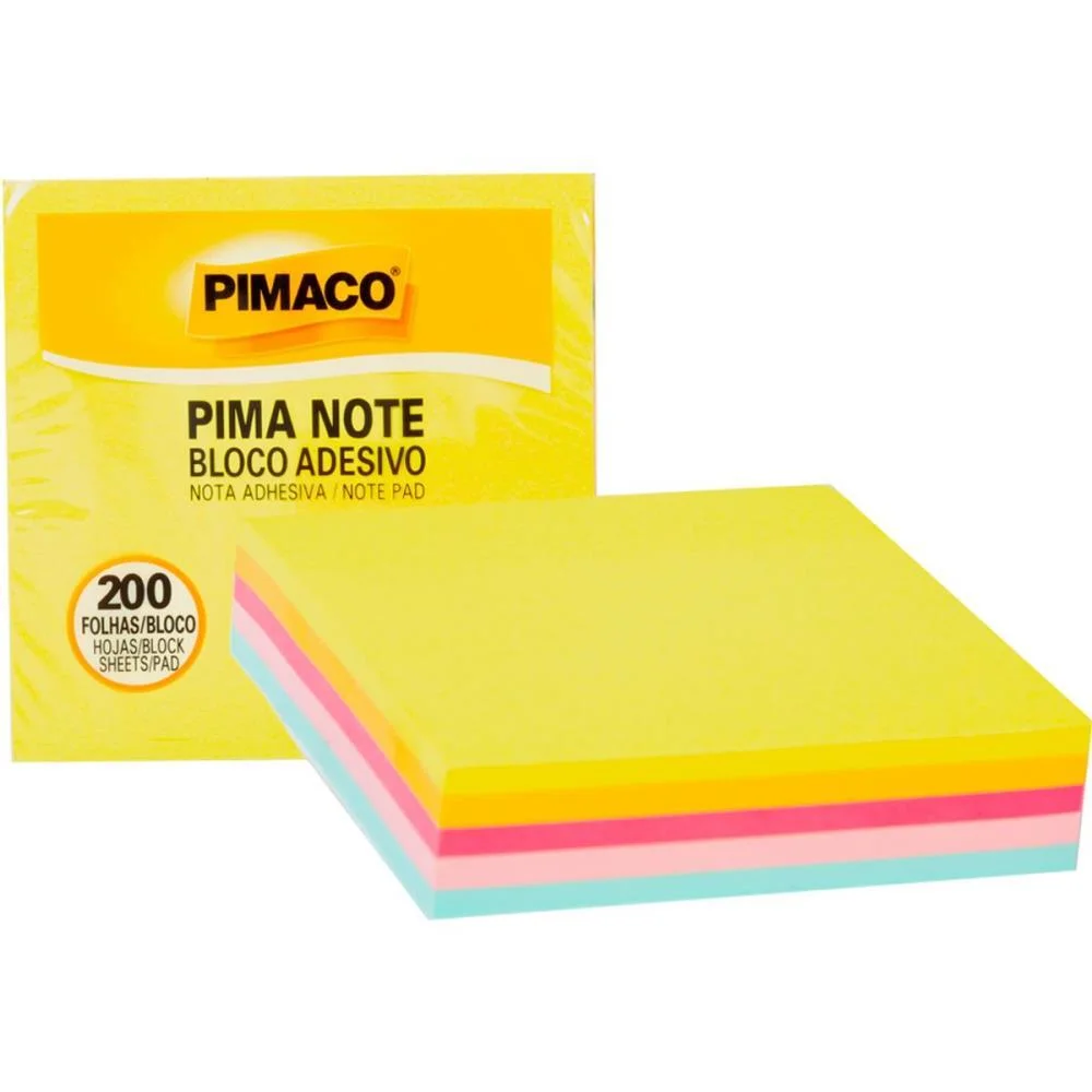Bloco De Recado Autoadesivo Pimanote Sortidos 76X76Mm 200F Pimaco - imagem 2