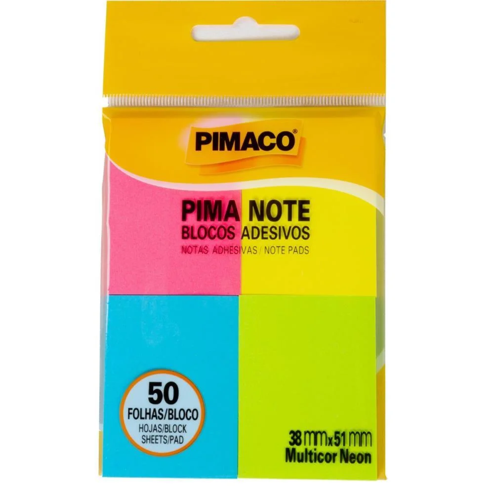 Bloco De Recado Autoadesivo Pimanote Sortidos 38X51Mm 50Fl Pimaco - imagem 2