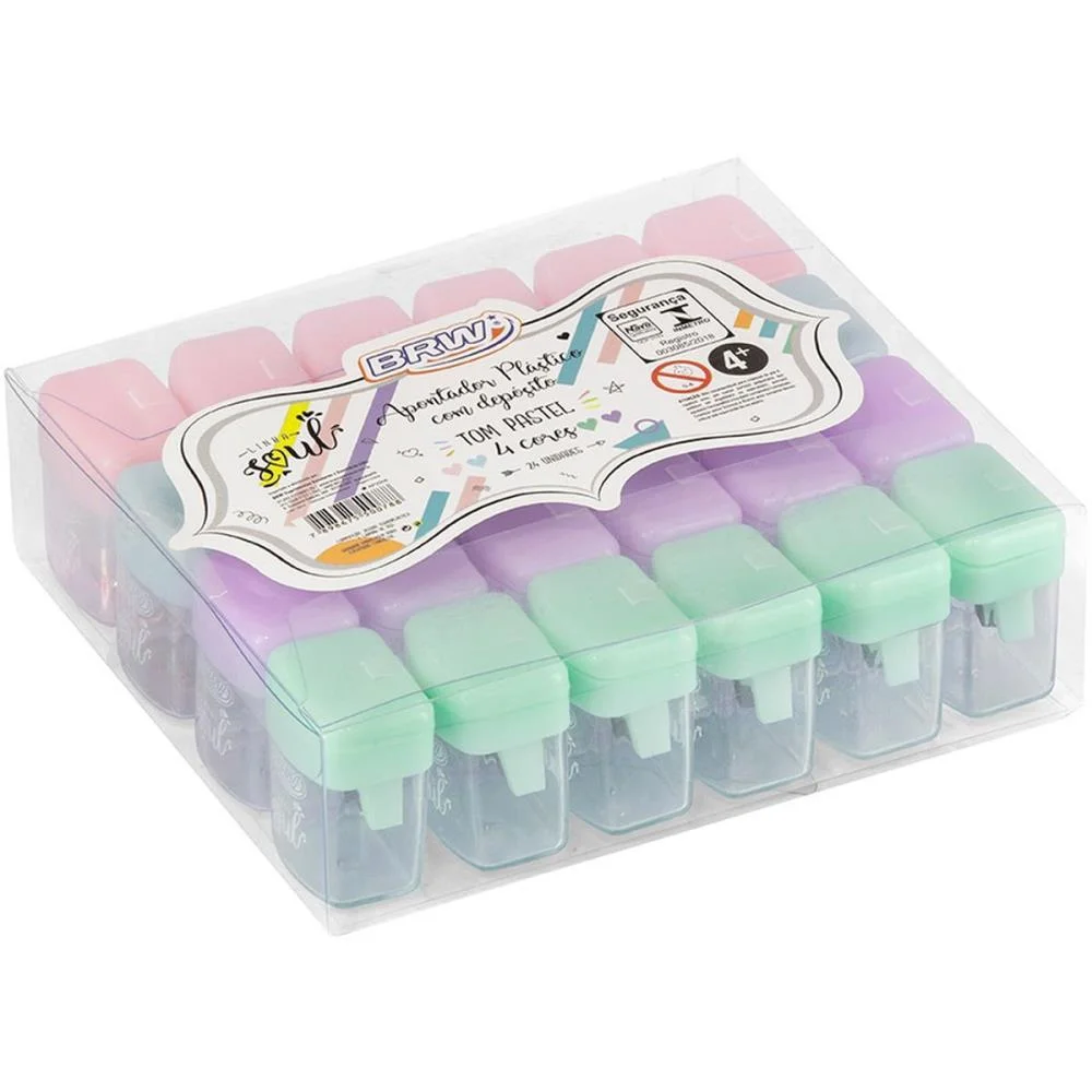 Apontador Com Deposito Soul 4Cores Pastel (S) Brw C/ 24 Unidades - imagem 2
