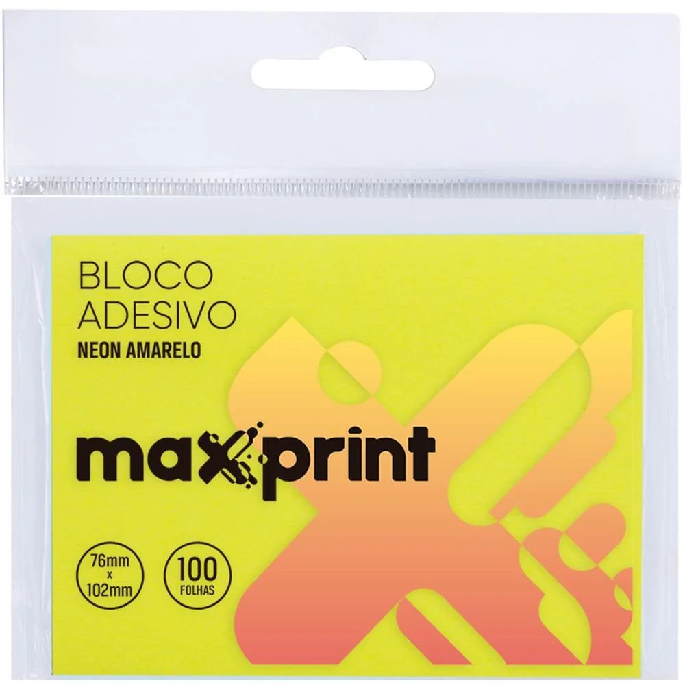 Bloco De Recado Autoadesivo 76X102Mm Amarelo Neon 100F Maxprint - imagem 2