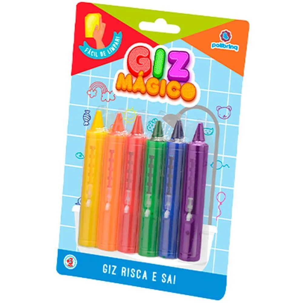 Brinquedo Educativo Giz Magico C/6Unid.(S) Polibrinq (Blister) - imagem 6