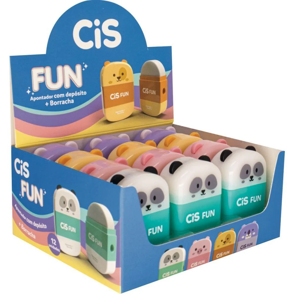 Apontador Com Deposito Decor. Cis Fun C/Borracha 4 Modelos Sertic C/ 12 Unidades - imagem 2