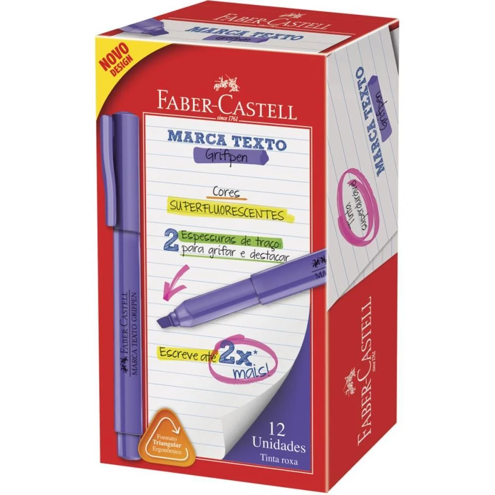 Caneta Marca Texto Grifpen Roxa Faber-Castell (Cx.c/12) - imagem 2