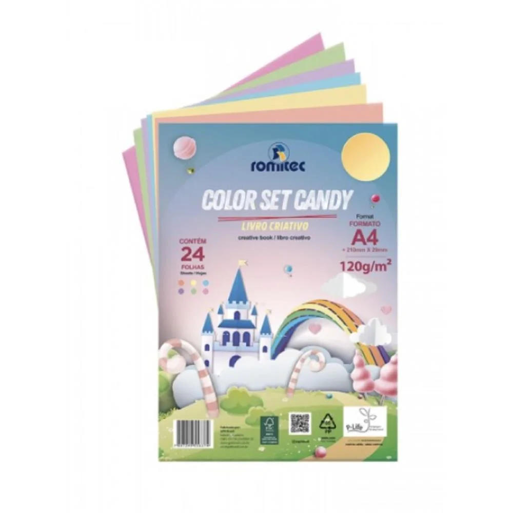 Bloco Para Educacao Artistica Color Set Candy C/Liv.120G 24F Romitec - imagem 3
