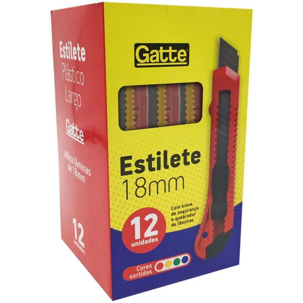 Estilete Largo Plastico Cores 18Mm (S) Make+ (Cx.c/12) - imagem 4