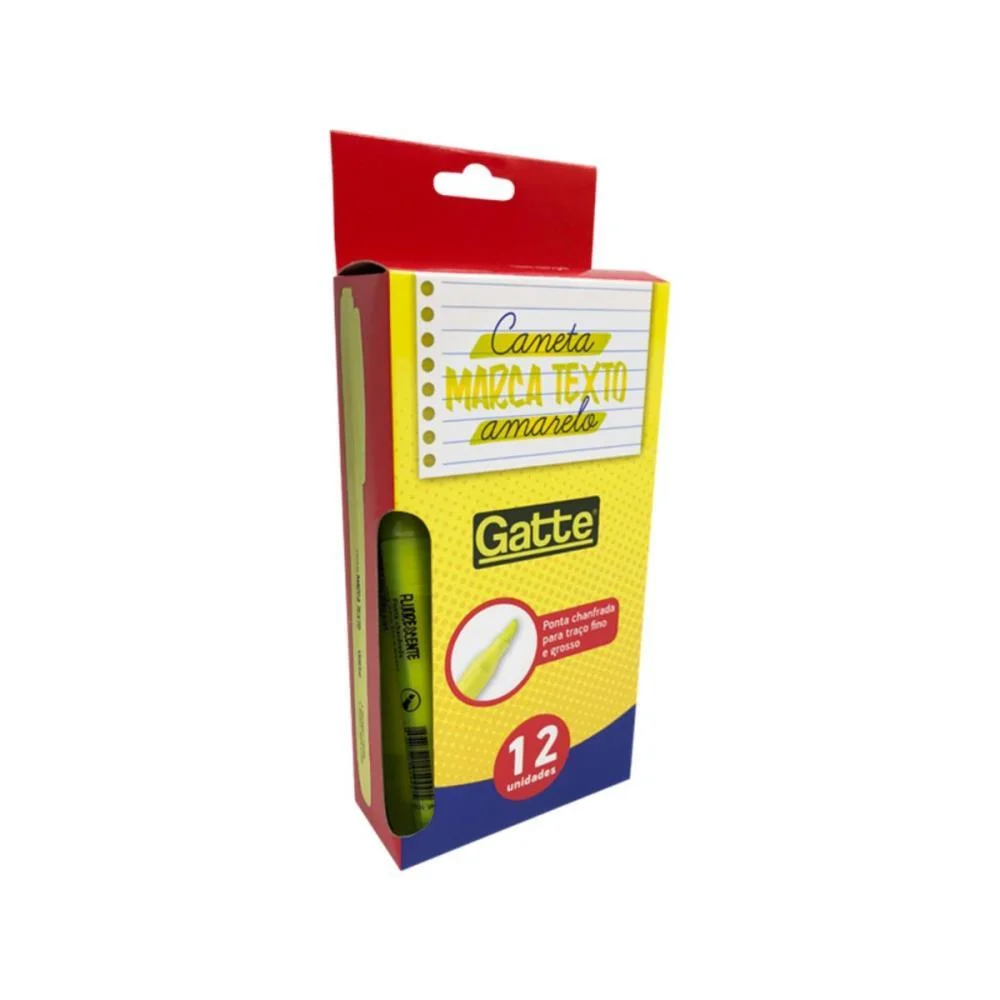Caneta Marca Texto Gatte Amarela 4Mm Make+ (Cx.c/12) - imagem 3
