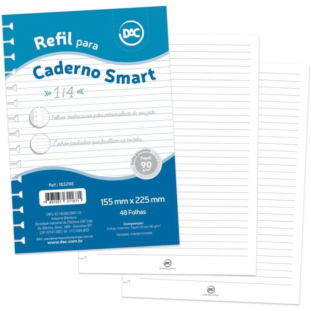 Caderno/Refil Smart Branco Colegial 48F Dac - imagem 2