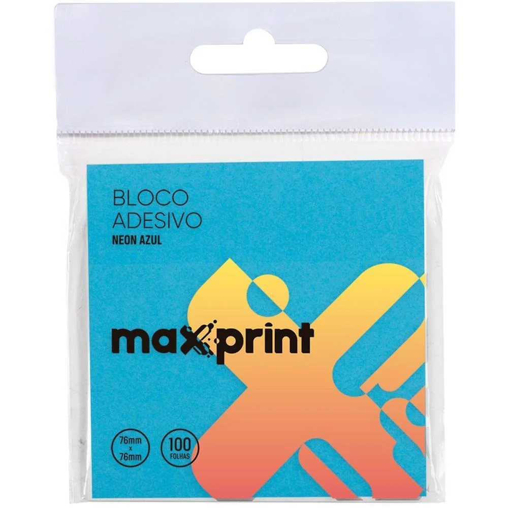 Bloco De Recado Autoadesivo 76X76Mm Azul Neon 100F Maxprint - imagem 3