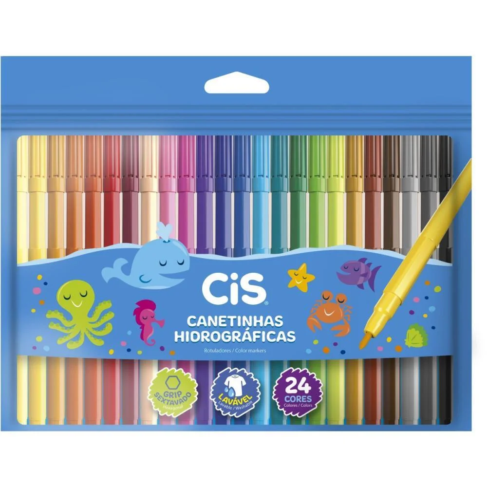 Caneta Hidrografica Cis Lavavel 24 Cores Sertic (Cx.c/10) - imagem 2