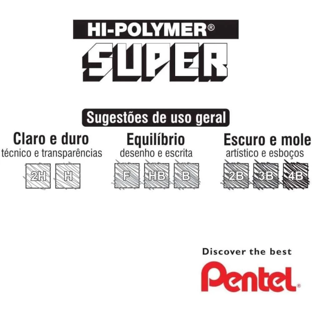 Grafite 0.3Mm 2H Hi Polymer Super 12Tbx12Min Pentel (Cx.c/12) - imagem 4