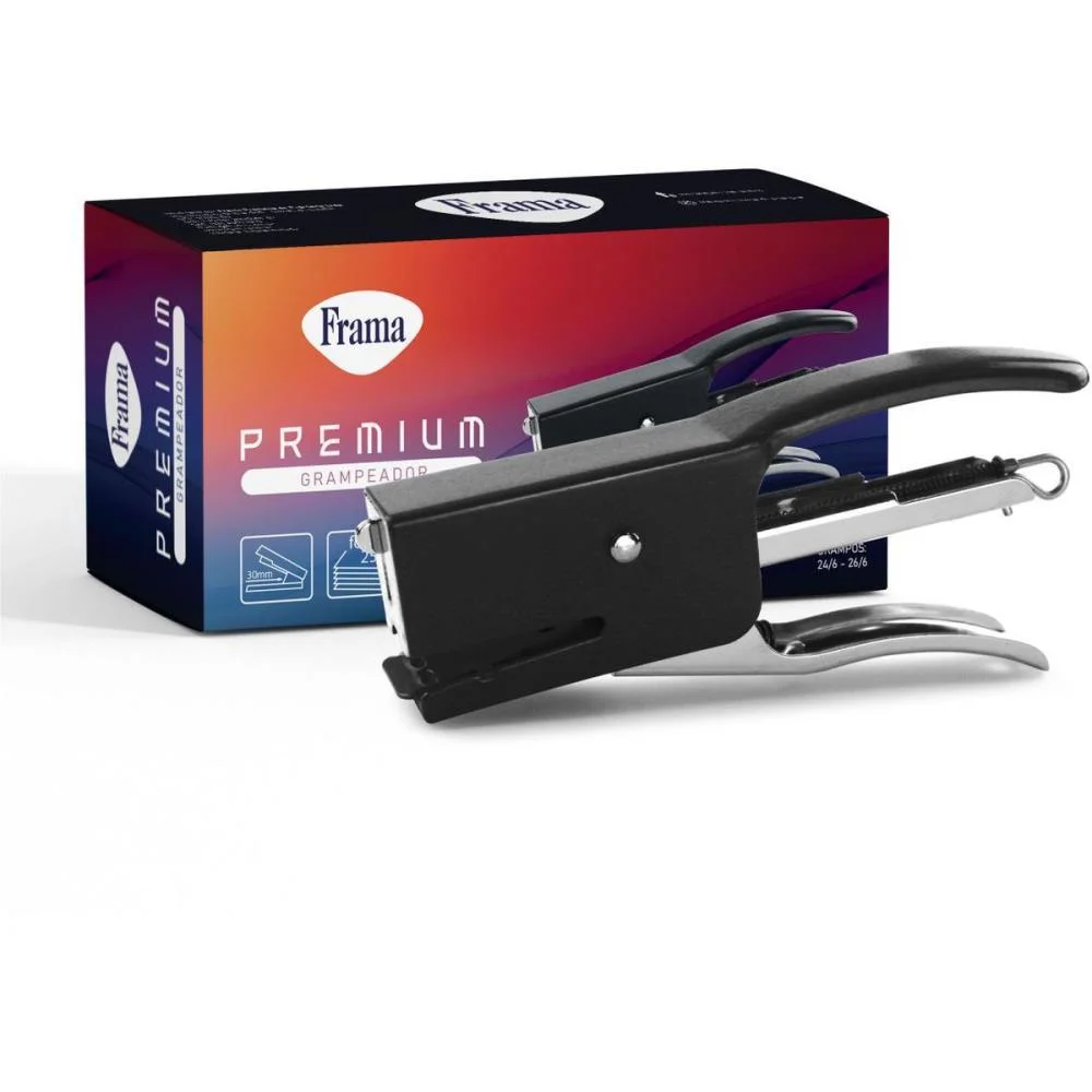 Grampeador Alicate P/25Fls 26/6 Metal Preto 15Cm Frama - imagem 2