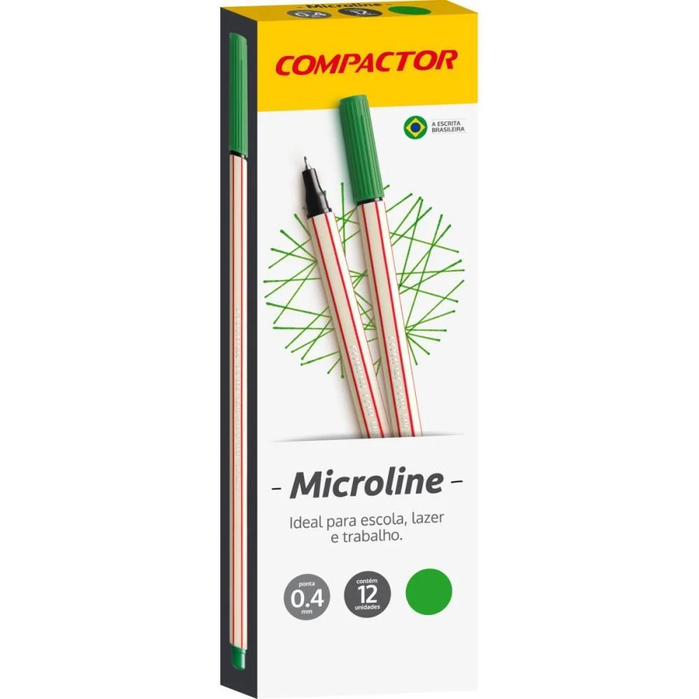 Caneta Com Ponta Porosa Microline 0,4Mm Verde Compactor (Cx.c/12) - imagem 3