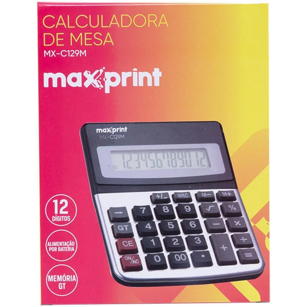 Calculadora De Mesa 12 Dig Mx-129M Preta Maxprint - imagem 4