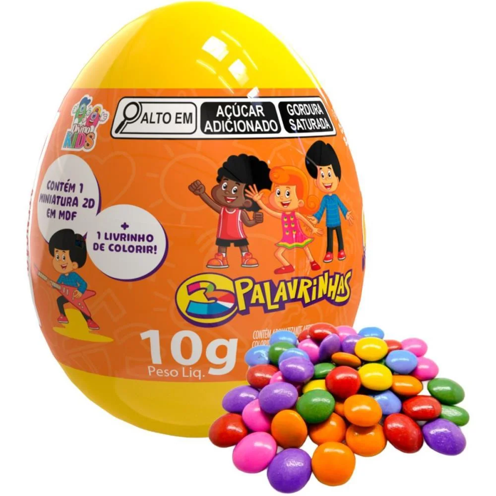 Doce Ovo Surpresa 3 Palavrinhas Divino Kids C/ 12 Unidades - imagem 3