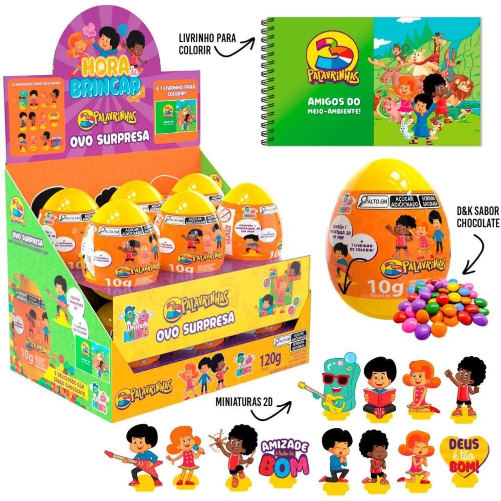 Doce Ovo Surpresa 3 Palavrinhas Divino Kids C/ 12 Unidades - imagem 7