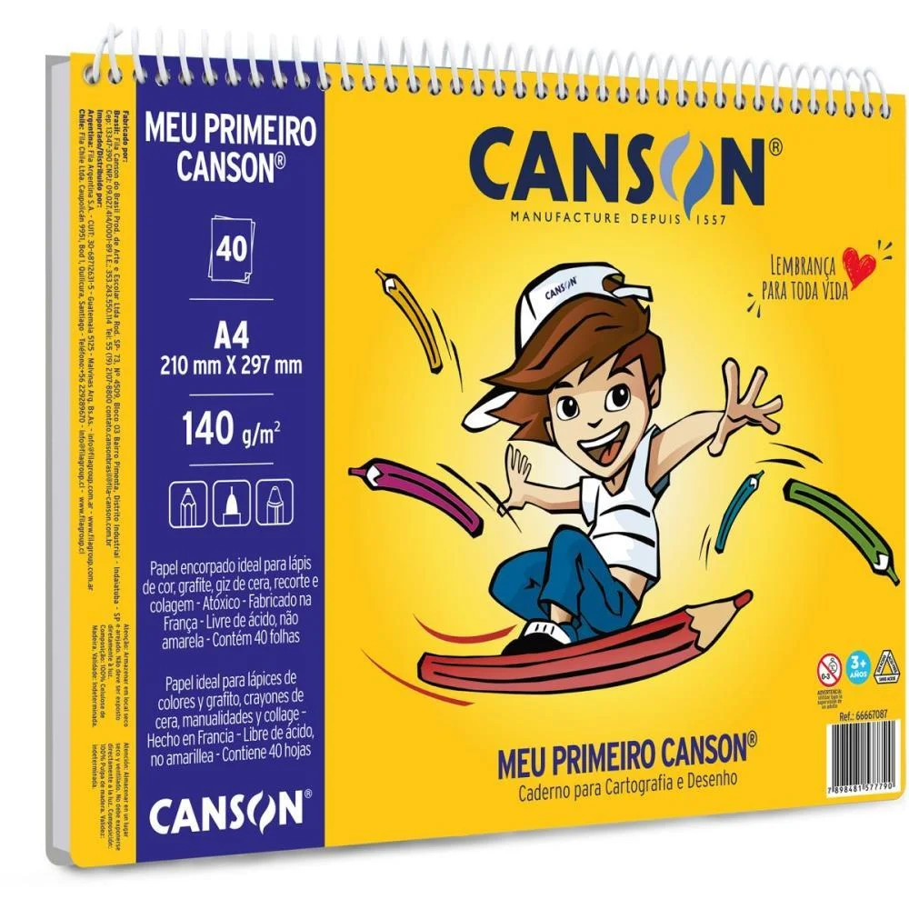 Bloco Para Educacao Artistica Meu Primeiro Canson 40F A4 140 Canson - imagem 3