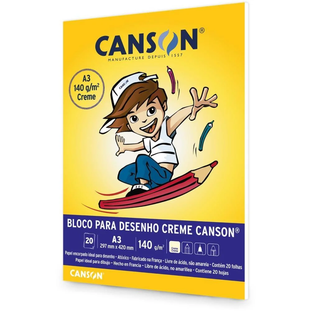 Bloco Para Educacao Artistica Creme Infantil 20F A3 140G Canson (Pacote) - imagem 3